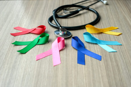 cancer ribbons and stethoscope | Cancer Prevention Research Trust cancer ribbons and stethoscope